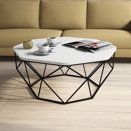 Kafijas galdiņš Kalune Design Diamond, balta/melna, 900 mm x 900 mm x 380 mm