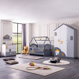 Комплект мебели для спальни Kalune Design Dolce B-3Kd-S, детская комната, белый/желтый/серый