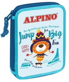 Пенал Alpino Jump Big, 210 мм x 150 мм, синий/многоцветный