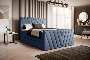 Кровать Candice Gojo 40, 160 x 200 cm, темно-синий, с матрасом, с решеткой