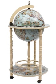 Mini bārs VLX Globe Bar Wine Stand, zila/balta, 470 mm x 470 mm x 880 mm