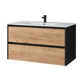 Шкафчик под раковину в ванной Domoletti, черный/дубовый, 45.5 см x 89 см x 50 см