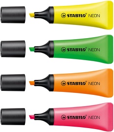 Marker Stabilo Neon, kollane/roheline/oranž/roosa