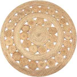 Ковер VLX Braided Jute 245344, коричневый, 150 см x 150 см