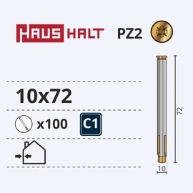 Анкерный болт для рам Haushalt, 10x72 мм, 100 шт.