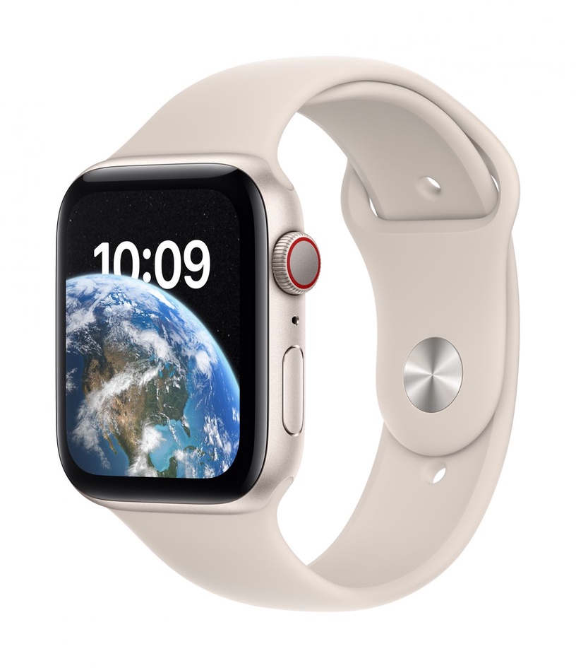 Nutikell Apple Watch SE GPS + Cellular (2nd Gen) 44mm Starlight Aluminium Case with Starlight Sport Band - Regular, hele pruun