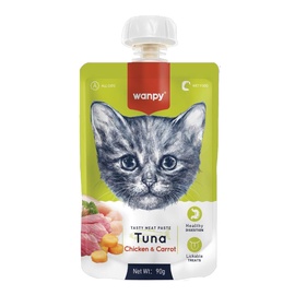 Лакомство для кошек Wanpy, курица/тунец/морковь, 0.090 кг