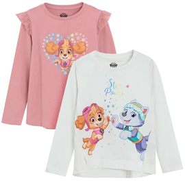 Krekls ar garām piedurknēm, meitenēm Cool Club Paw Patrol LCG2712150-00, balta/rozā, 92 cm, 2 gab.