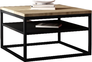 Журнальный столик Lupe, черный/дуб сонома, 75 см x 75 см x 46 см
