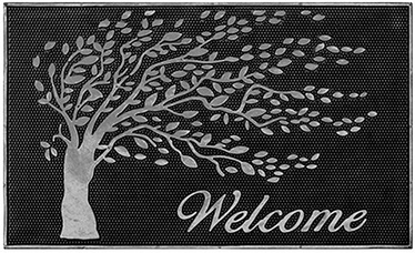 Durvju paklājs Tree, sudraba/melna, 750 mm x 450 mm