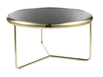 Kafijas galdiņš Scarlet, zelta/melna, 74 cm x 74 cm x 40 cm