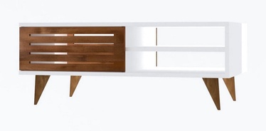 Kafijas galdiņš Kalune Design Grande, balta/valriekstu, 1000 mm x 600 mm x 420 mm