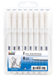 Рапидограф Marvy For Drawing, белый, 1.2 мм, 8 шт.