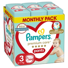 Autiņbiksītes - apakšbiksītes Pampers Premium Care Pants, 3 izmērs, 6 - 11 kg, 144 gab.