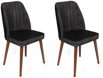 Ēdamistabas krēsls Kalune Design Alfa 467 974NMB1641, valriekstu/antracīta, 49 cm x 50 cm x 90 cm, 2 gab.