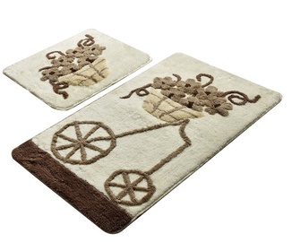 Vannasistabas paklājiņu komplekts Foutastic Alacaty 359CHL2116, brūna/bēša, 100 cm x 60 cm