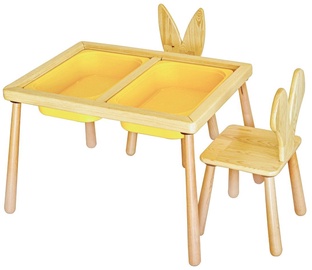 Spēļu galds Kalune Design Table and 2 Chairs 109TRS1172, 52 cm, dzeltena