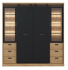 Skapis Forte Klaark KZMS9411B-M328, melna/ozola, 203 cm x 61 cm x 208 cm