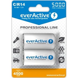 Аккумуляторные батарейки Everactive Professional Line Rechargeable Batteries R14/C, C, 4500 мАч, 2 шт.