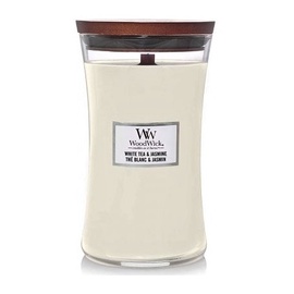 Svece, aromātiskā WoodWick White Tea & Jasmine, 120 h, 609.5 g, 180 mm