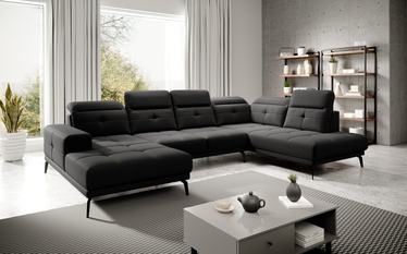 Stūra dīvāns Bretan Vero 10, melna, labais, 205 x 350 cm x 107 cm