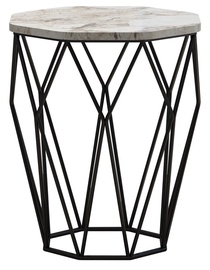 Журнальный столик Kalune Design Sofya Marble, белый/черный/бежевый, 46 см x 46 см x 57 см