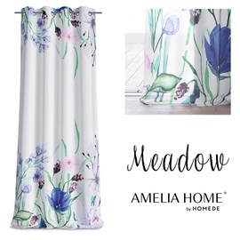 Dienas aizkari AmeliaHome Meadow, zila/balta/zaļa, 140 cm x 270 cm