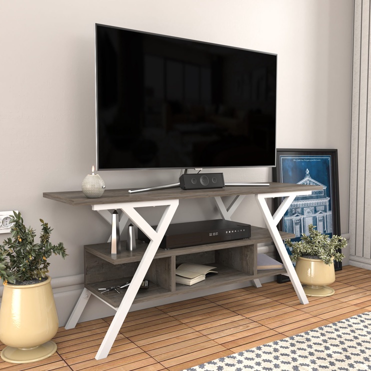 TV-laud Kalune Design Minerva, valge/tumehall, 35 cm x 120 cm x 55 cm