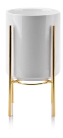 Цветочный горшок Mondex Neva HTYE9360, керамика/металл, Ø 12.8 см, золотой/белый