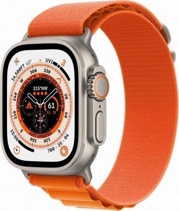 Умные часы Apple Watch Ultra GPS + Cellular, 49mm Titanium Case with Orange Alpine Loop - Large, титановый