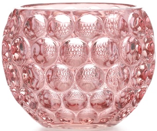Подсвечник AmeliaHome Gijon 58869, стекло, Ø 11 см, 90 мм, прозрачный/розовый