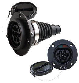 Elektromobiļu uzlādes kontaktligzda HiSmart Electric Vehicle Socket Type 2 (Male), 32A, 3-phase, melna, 415 V