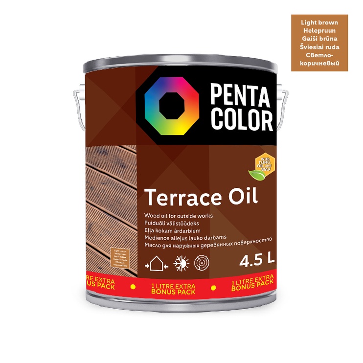 Eļļa terasēm Pentacolor Terrace Oil, gaiši brūni, 4.5 l