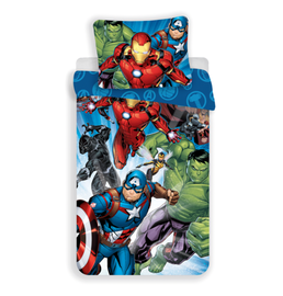 Voodipesukomplekt lastele Jerry Fabrics Avengers Brands 02, sinine/punane/roheline, 140 x 200 cm