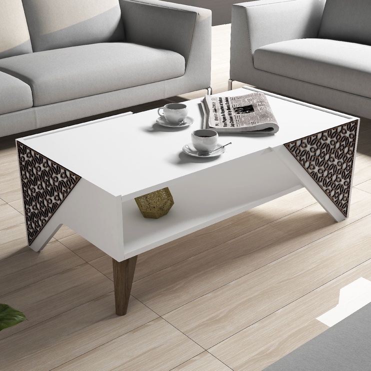 Журнальный столик Kalune Design Beril, белый, 580 мм x 1050 мм x 400 мм