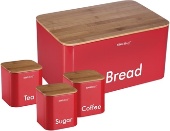 Хлебница и набор коробок для хранения King Hoff KH-1085, красный