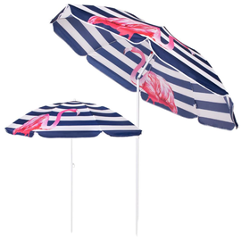 Paplūdimio skėtis Springos Flamingo, 180 cm, mėlynas/baltas/rožinis