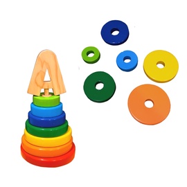 Attīstošās rotaļlietas Wood&Joy Toddler Stacker 109TRS1138, 15 cm, daudzkrāsaina