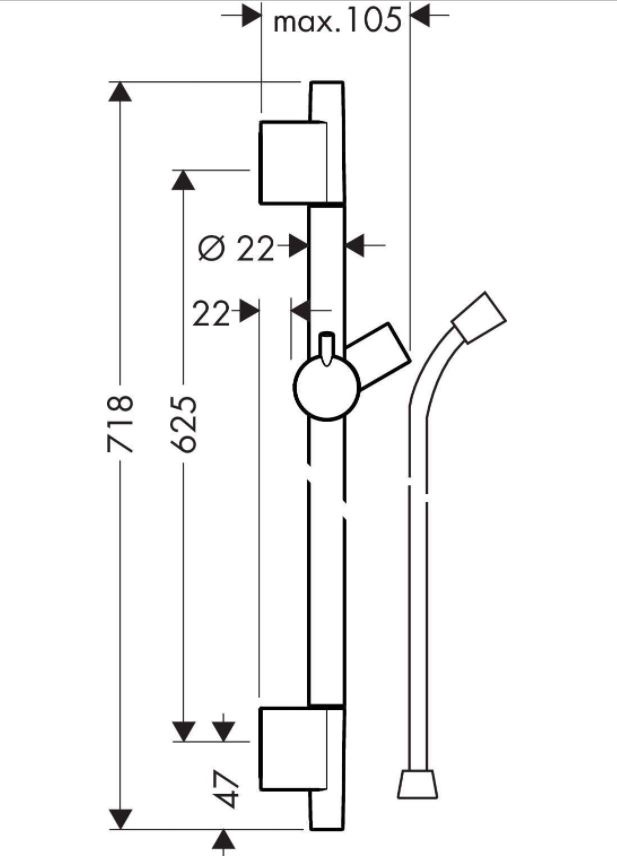  Кронштейн для душа Hansgrohe Unica S Puro, 65 см, Ø 2.2 см
