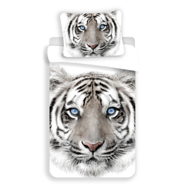 Voodipesukomplekt lastele Jerry Fabrics White Tiger, valge/must/beež, 140 x 200 cm