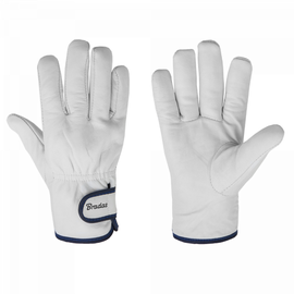 Рабочие перчатки кожаные WHITEBIRD RWWB105, для взрослых, натуральная кожа, синий/белый, 10.5, 6 шт.