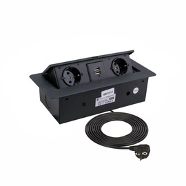 Pikendusjuhe Design Light Kombi Box, 3 x 1,5 mm², 3 m, 2 pistikut, 2USB