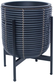 Puķu pods Home4you Wicker 38106, plastmasa/metāls, Ø 30 cm, melna