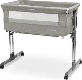 Zīdaiņu gultiņa vienvietīga Caretero Sleep2Gether, pelēka, 50 x 85 cm, bez veļas kastes, ar matraci