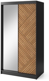 Гардероб Marrphy II, черный/дубовый, 120 см x 220 см x 60 см, с зеркалом