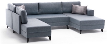 Stūra dīvāns Hanah Home Efsun, zila, kreisais, 202 x 300 cm x 78 cm