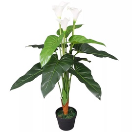 Mākslīgie ziedi puķu podā, lilija VLX Calla Lily, balta/zaļa, 85 cm