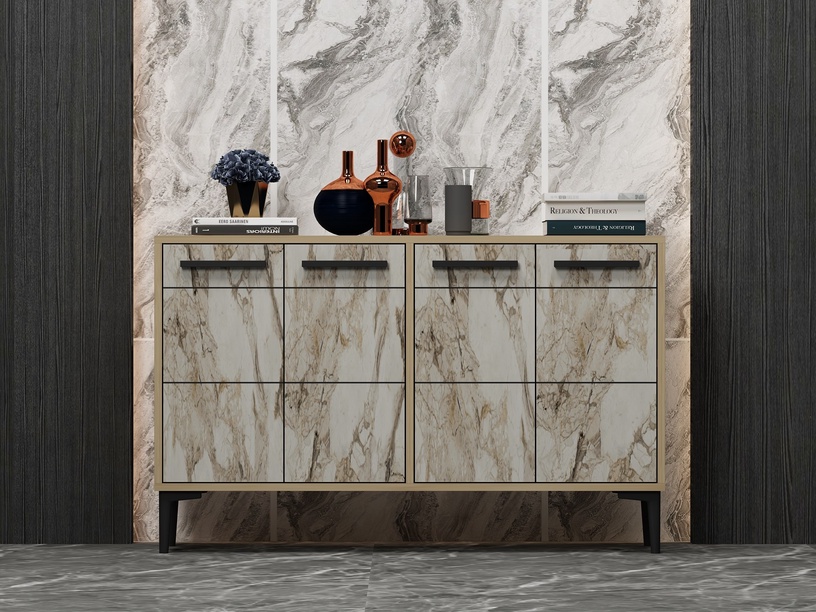 TV-laud Kalune Design Stria, tamm/marmor, 120 cm x 30 cm x 75 cm