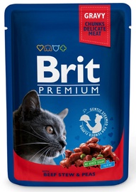 Mitrā kaķu barība Brit Premium Beef Stew & Peas, 0.1 kg