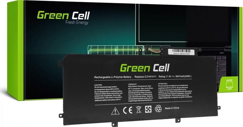 Sülearvutiaku Green Cell C31N1411 Asus ZenBook, 3.9 Ah, LiPo
